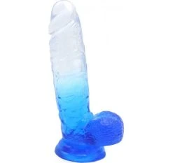 Cox Dildo Large Transparent Bleu Ventouse L 25 Ø 5.5 Cm