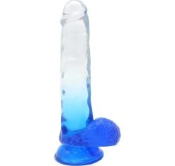 Cox Dildo Transparent Bleu Ventouse L 21 Ø 4.2 Cm