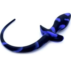 Plug Anal Avec Queue Silicone Noir Bleu Ø 3.20 Cm