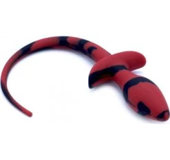 Plug Anal Avec Queue Silicone Noir Rouge Ø 3.20 Cm